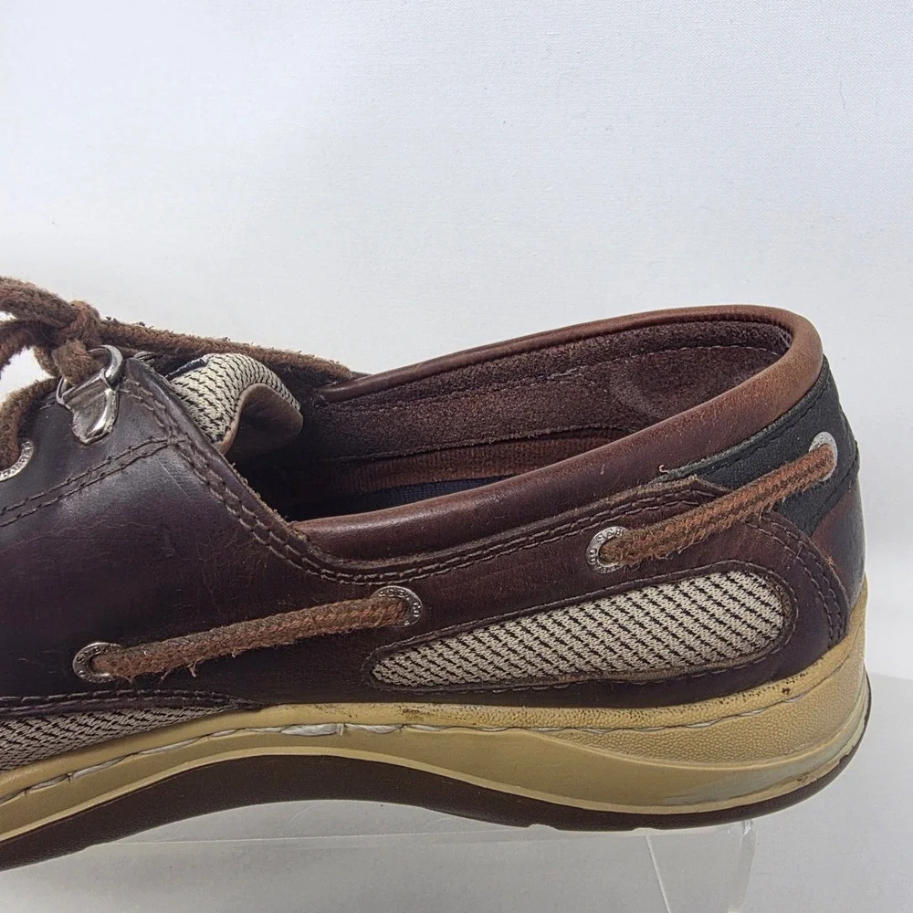 Sebago Clovehitch II Mens 9.5M Boat Shoes Walnut Brown Leather Mesh B24367 Good